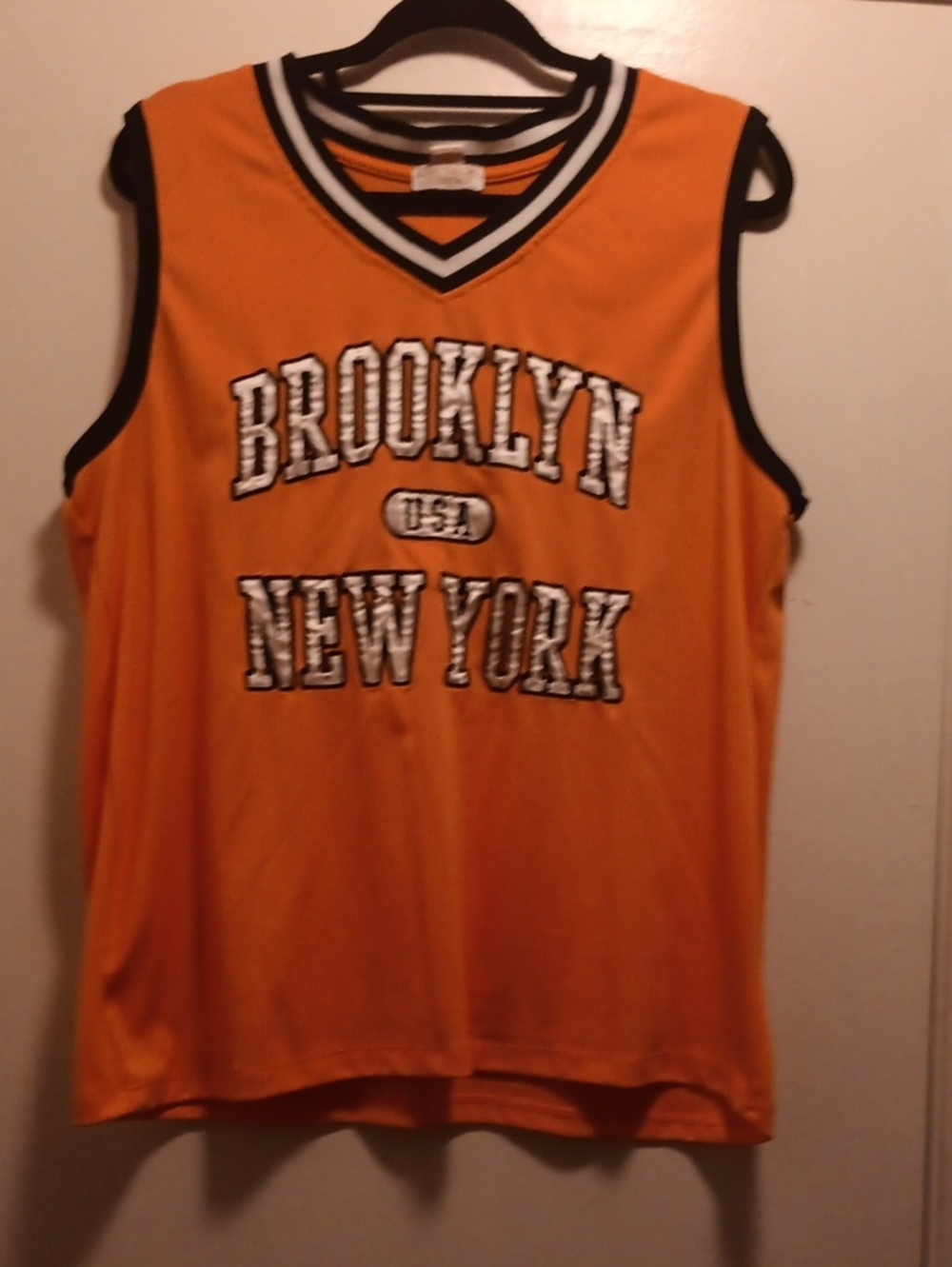 Brooklyn New York Orange Sleeveless Jersey